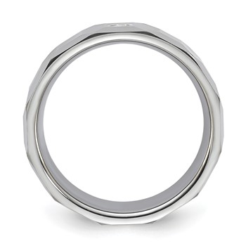 Tungsten Carbide Polished & Faceted Diamond 8mm Men's Ring — alternate view