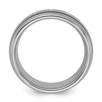 Tungsten Carbide Brushed Double Striped Diamond 8mm Men's Ring — alternate view