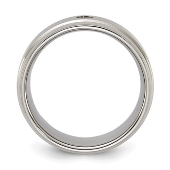Titanium Polished & Brushed CZ Men's Ring — alternate view