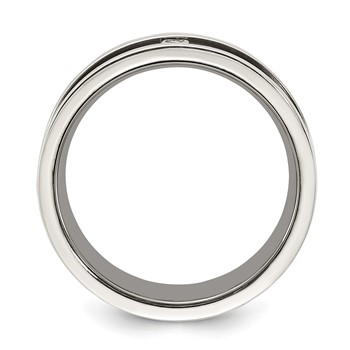 Titanium & Sterling Silver Blue-tone CZ Men's Ring — alternate view