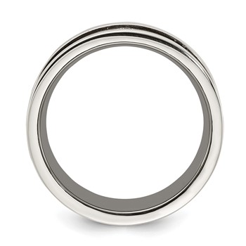 Titanium & Sterling Silver Gold-tone CZ Men's Ring — alternate view