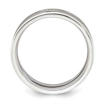 Titanium Polished & Brushed CZ Men's Ring — alternate view