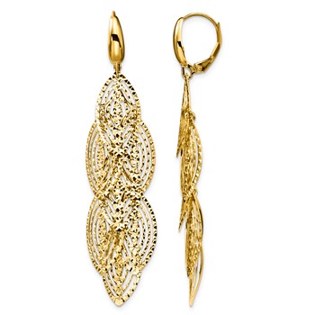 14k Polished and D/C Dangle Earrings