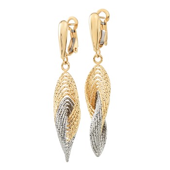 14k with Rhodium Polished and D/C Twisted Dangle Omega Back Post Earrings — alternate view