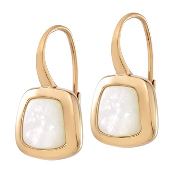 14k Polished Square Mother Of Pearl Leverback Earrings — alternate view