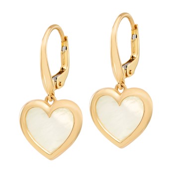 14k Polished Mother of Pearl Heart Leverback Earrings — alternate view