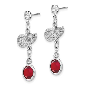 NHL Detroit Red Wings Crystal Dangle Earrings — alternate view