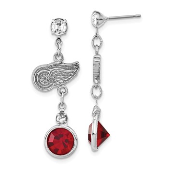 NHL Detroit Red Wings Crystal Dangle Earrings