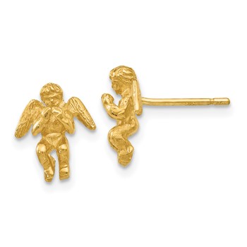 14k Polished Diamond-Cut Angel Post Earrings