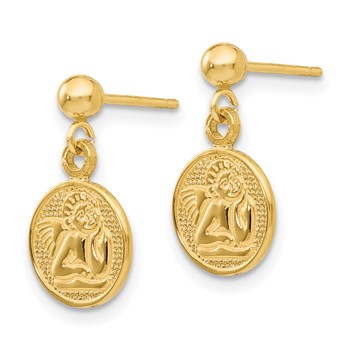 14k Polished Raphael Angel Disc Dangle Post Earrings — alternate view