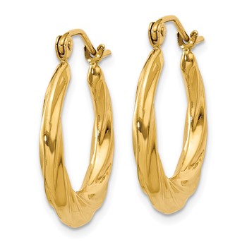 14k Polished Twisted Hollow Hoop Earrings — alternate view