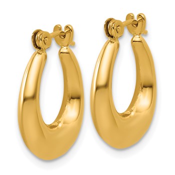 14k Polished Oval Hollow Hoop Earrings — alternate view