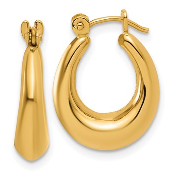 14k Polished Oval Hollow Hoop Earrings