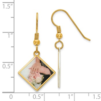 Sterling Silver/Gold-plated Diamond Shaped Picture Jewelry Earrings — alternate view