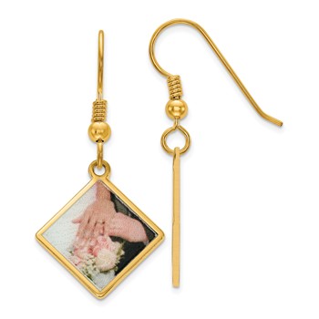 Sterling Silver/Gold-plated Diamond Shaped Picture Jewelry Earrings