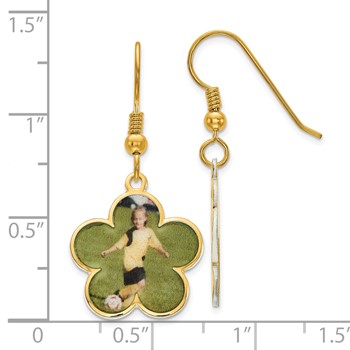 Sterling Silver/Gold-plated Flower Shaped Picture Jewelry Earrings — alternate view