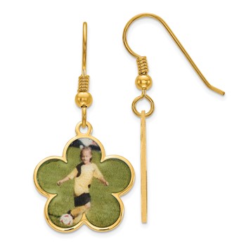 Sterling Silver/Gold-plated Flower Shaped Picture Jewelry Earrings