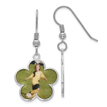 Sterling Silver/Rhodium-plated Flower Shaped Picture Jewelry Earrings