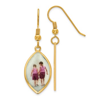 Sterling Silver/Gold-plated Elipse Picture Jewelry Earrings