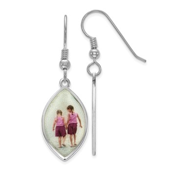 Sterling Silver/Rhodium-plated Elipse Picture Jewelry Earrings