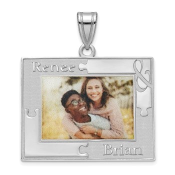 Sterling Silver/Rhodium-plated Personalized Picture Pendant