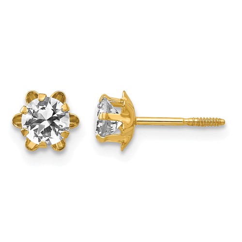 14k Madi K 4mm CZ Birthstone (Apr) Screwback Earrings