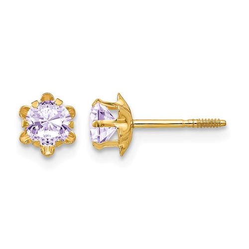 14k Madi K 4mm CZ Birthstone (Jun) Screwback Earrings