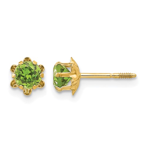 14k Madi K 4mm CZ Birthstone (Aug) Screwback Earrings