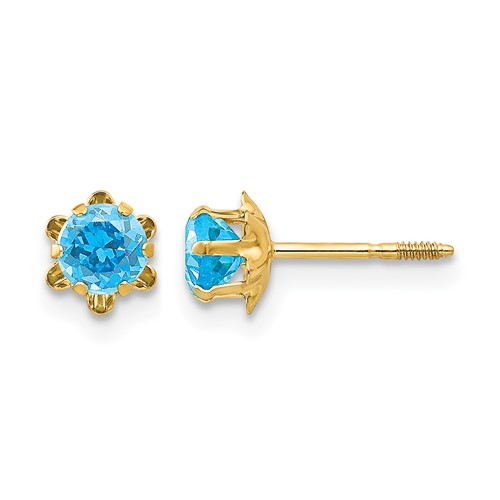 14k Madi K 4mm CZ Birthstone (Dec) Screwback Earrings