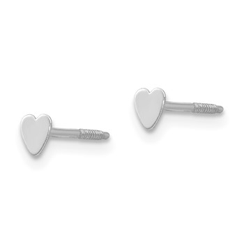 14k White Gold Madi K Tiny 4mm Heart Baby Screwback Post Earrings — alternate view