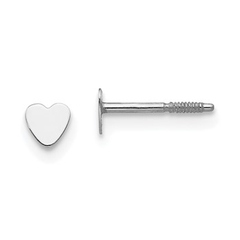 14k White Gold Madi K Tiny 4mm Heart Baby Screwback Post Earrings