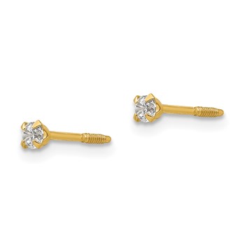 14k Madi K 2.25mm Round CZ Baby Screwback Post Earrings — alternate view