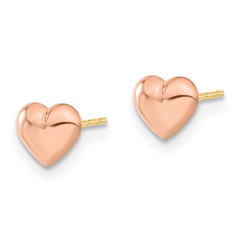 14k Rose Gold Madi K 6.00mm Heart Childrens Post Earrings — alternate view