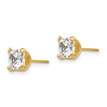 14k Madi K 5mm Square CZ Post Earrings — alternate view
