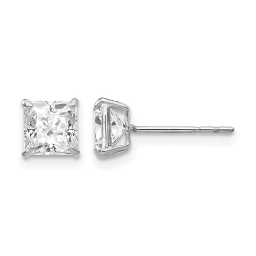 14k White Gold Madi K 5mm Square CZ Post Earrings