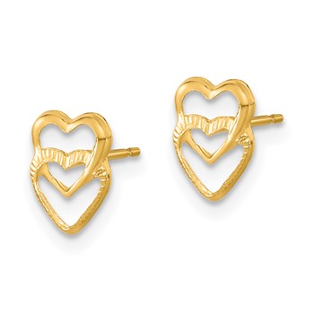 14k Madi K Hearts Childrens Post Earrings — alternate view