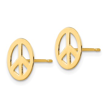 14k Madi K Peace Sign Childrens Post Earrings — alternate view