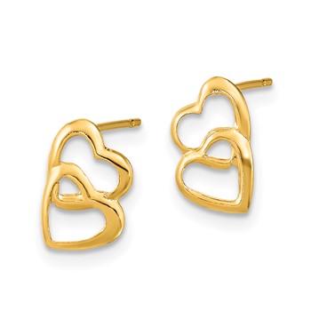 14k Madi K Hearts Childrens Post Earrings — alternate view