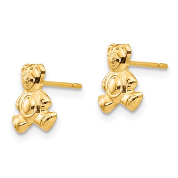 14k Madi K Teddy Bear Childrens Post Earrings — alternate view