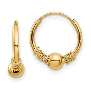 14k Madi K 10mm Endless Hoop with 4mm Bead Earrings