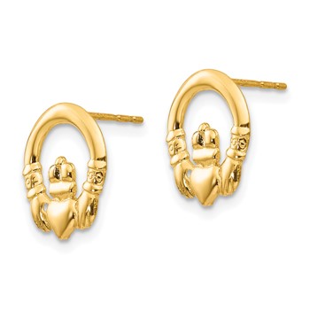 14k Madi K Claddagh Post Earrings — alternate view