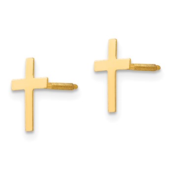 14k Madi K Cross Childrens Silicone Comfort Screwback Post Earrings — alternate view