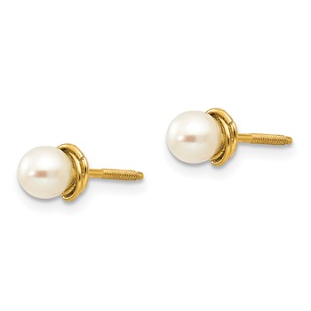 14k Madi K 4-5mm Semi-round Freshwater Cultured Pearl Love Knot Screwback Post Earrings — alternate view