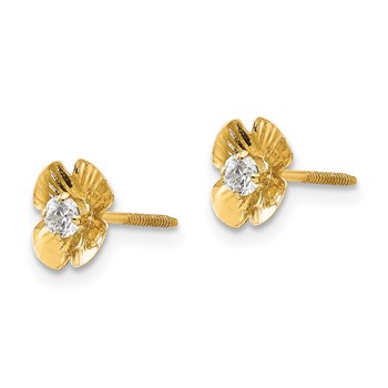 14k Madi K Flower 2.5mm CZ Childrens Post Earrings — alternate view