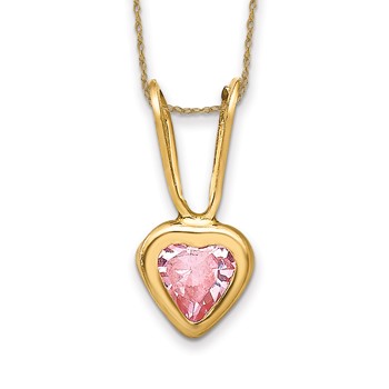 14k Madi K Pink CZ Heart Necklace