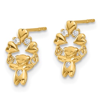 14k Madi K CZ Teddy Bear Post Dangle Earrings — alternate view
