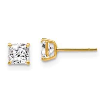 14k Madi K 4mm Square CZ Stud Post Earrings