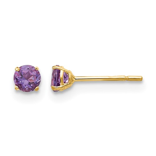 14k Madi K Round Amethyst 3mm Post Earrings