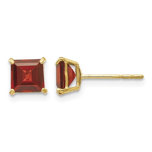 14k Madi K Garnet 5mm Square Post Earrings
