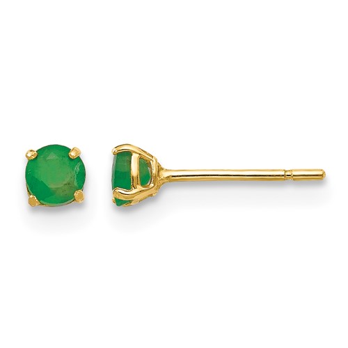 14k Madi K Round Emerald 3mm Post Earrings